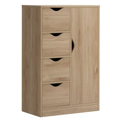 HOMCOM Freestanding Bathroom Cabinet with Drawers and Door Cupboard Natural