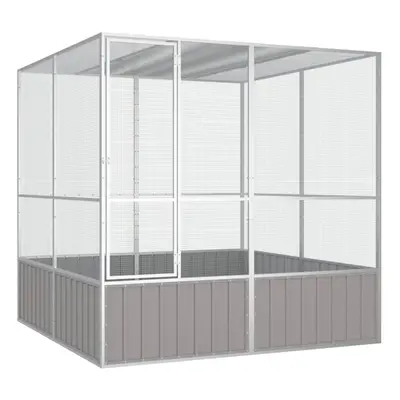 (grey, 213.5 x 217.5 x 211.5 cm) vidaXL Bird Cage Galvanised Steel Aviary House Anthracite/Grey 