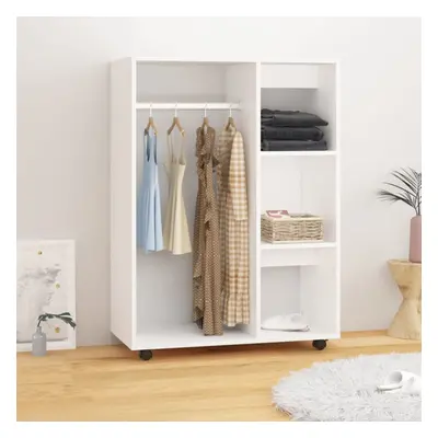 vidaXL Wardrobe White Engineered Wood Storage Cabinet Hanger Clothes Organiser