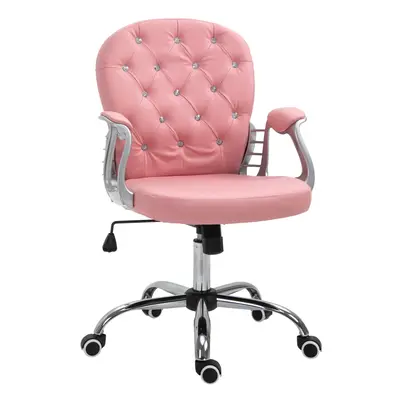 Vinsetto Office Chair PU Diamante Padded Ergonomic Swivel Pink