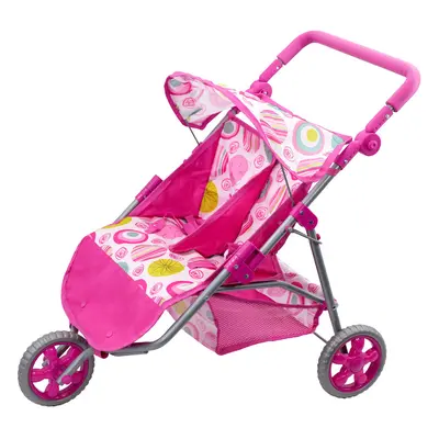 The Magic Toy Shop Twin Dolls Stroller Pushchair Baby Doll Buggy Pram with Storage Basket Girls 