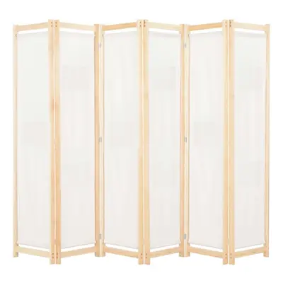 vidaXL 6-Panel Room Divider Cream 240x170cm Fabric Privacy Screen Partition