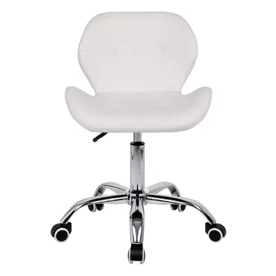 (White) Desk chair for Home,Office Swivel Chair PU Leather Comfy Padded Red Computer Chair Adjus