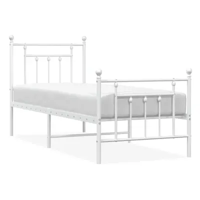 (white, x cm/with headboard & footboard) vidaXL Metal Bed Frame Bedroom Bed Base Bedstead Metal 