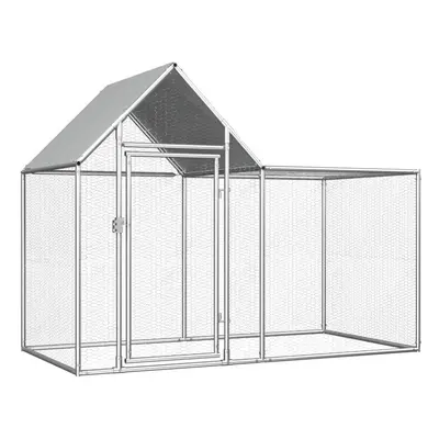 vidaXL Chicken Coop 2x1x1.5m Galvanised Steel Hen House Poultry Hutch Run Nest