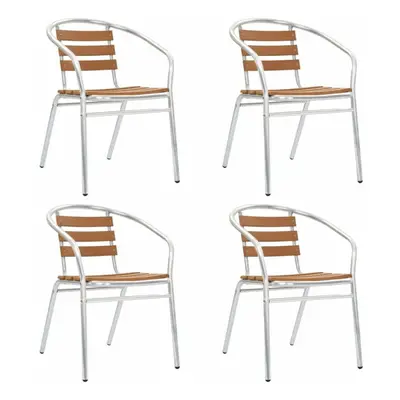 Stackable Garden Chairs pcs Aluminium and WPC Silver