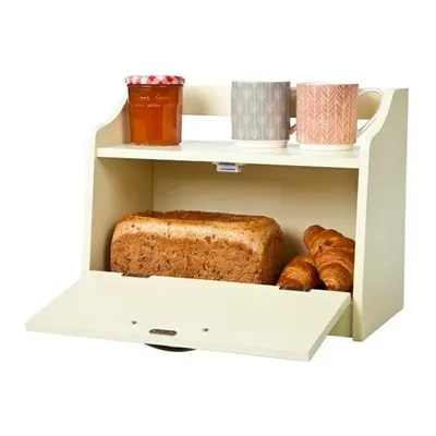 Minack Buttermilk / Cream Wooden Bread Bin - Worktop Storage Box