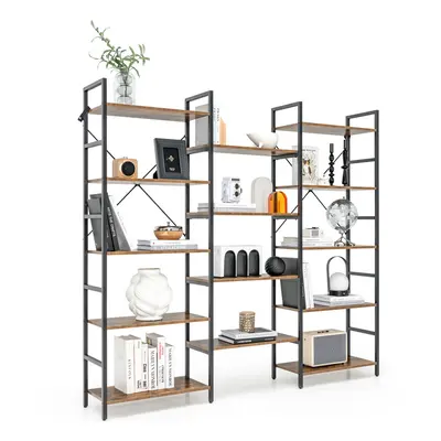 5-tier Industrial Ladder Bookshelf Large Triple Free Standing Bookcase