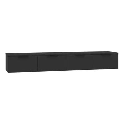 vidaXL 2x Wall Cabinets Black Engineered Wood Wall Shelf Floating Cabinet