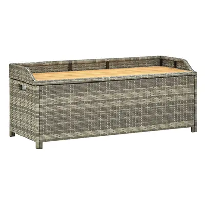 vidaXL Garden Storage Bench Poly Rattan Grey Outdoor Garden Cushion Boxes