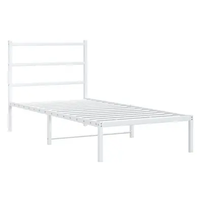 vidaXL Metal Bed Frame with Headboard Bed Base Bedstead White 90x190 cm Single