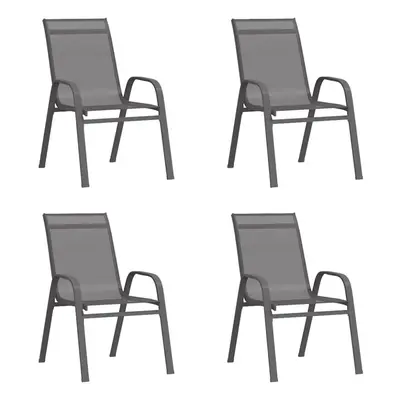 (grey, 4) vidaXL Stackable Garden Chairs Outdoor Chairs Dining Chair Textilene Fabric