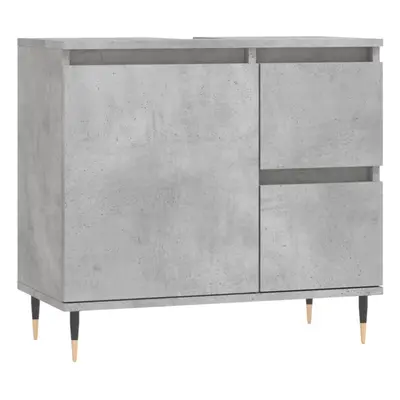 (concrete grey) vidaXL Bathroom Cabinet Vanity Unit Highboard Cupboard Black Engineered Wood