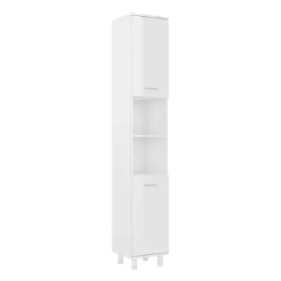 vidaXL Bathroom Cabinet High Gloss White Engineered Wood Home Storage Cupboard