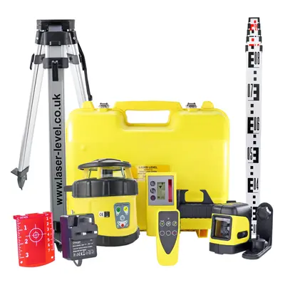 Fukuda FRE-205 DUO Laser Level Kit with Cross Line, Tripod & Staff