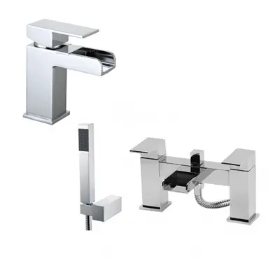 Origin Waterfall Basin Mono Tap & Bath Shower Mixer Tap Chrome