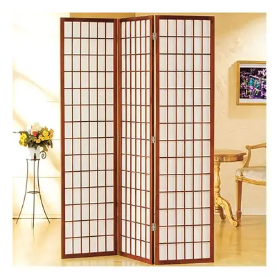 3-Panel Solid Wood Folding Room Divider Screen Coffee