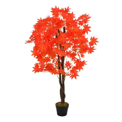 vidaXL Artificial Plant Maple Tree with Pot Red 120cm Realistic Fake Greenery