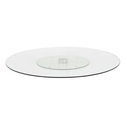 vidaXL Rotating Serving Plate Transparent Tempered Glass Swivel Serving Dish