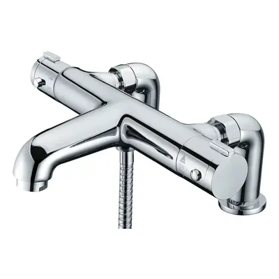 Nes Home Modern Thermostatic Bath Shower Mixer TAP Deck Pillar Chrome TAPS Set