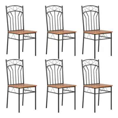 vidaXL 6x Dining Chairs Brown MDF Side End Kitchen Furniture Dining Room Chair