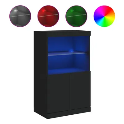 (black) vidaXL Sideboard with LED Lights Cupboard Highboard Storage Buffet Cabinet