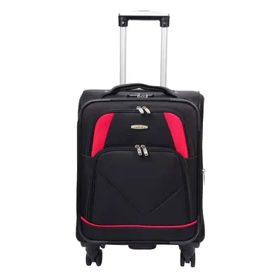 (Black, Small Cabin Size) Expandable Four Wheel Soft Suitcase Luggage York Black