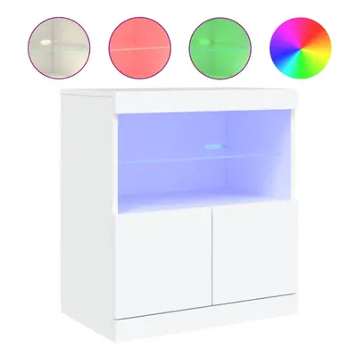 (white) vidaXL Sideboard with LED Lights Cupboard Highboard Storage Buffet Cabinet