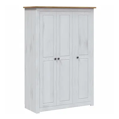 vidaXL 3-Door Wardrobe White Pine Panama Range Clothes Organiser Cupboard