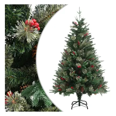 vidaXL Christmas Tree with Pine Cones Green cm PVC&PE Holiday Decoration