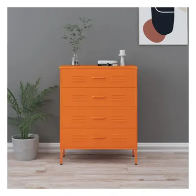 vidaXL Chest of Drawers Orange Steel Home Decor Storage Side Cabinet Sideboard