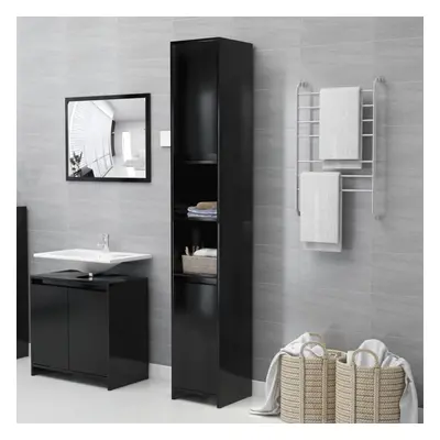 vidaXL Bathroom Cabinet Black Chipboard Washroom Cupboard Under Basin Unit