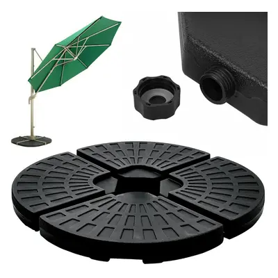 (Fan) GEEZY X Black Garden Patio Cantilever Umbrella Banana Parasol Base Weights Stand