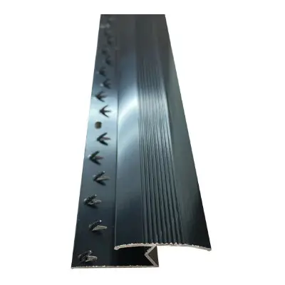 (Black, 9ft) Metal Plate Threshold Strip Carpet to Flooring Transition Z Edge Profile