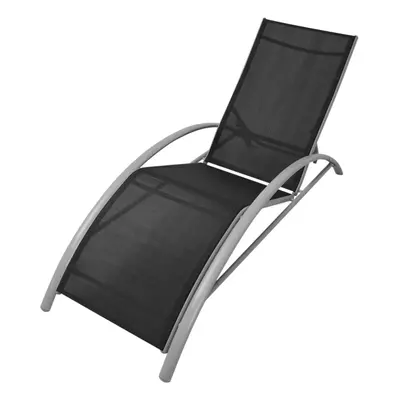 vidaXL Sun Lounger Aluminium Black Outdoor Garden Foldable Recliner Daybed