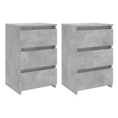 vidaXL 2x Bed Cabinets Concrete Grey Engineered Wood Indoor Bedside Cabinet