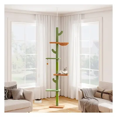 Floor to Ceiling Cat Tree Cactus Tall Cat Tower Tiers Cat Climbing Tree for Indoor Cats with Ham