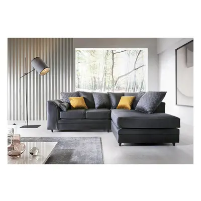 (Dark Grey, Right Facing) Chicago Velvet Corner Sofa