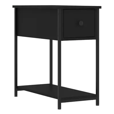 (black) vidaXL Bedside Cabinet Side Table Nightstand Bed Table Black Engineered Wood