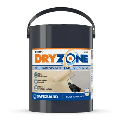 (5L, Magnolia) Dryzone Anti Mould Paint - Years Protection Against Mould Growth for Walls and Ce