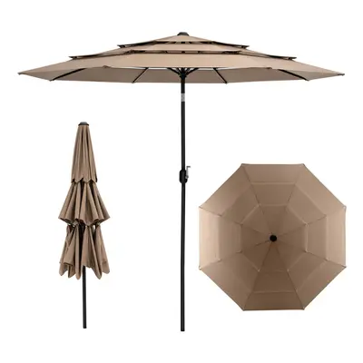 3-Tier Patio Umbrella Double Vented Umbrella Market Table Umbrella