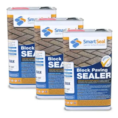 (3 x Litres) Smartseal Block Paving Sealer, Silk Wet Look Finish, Strong Sand Hardener and Weed 