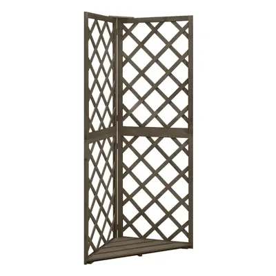 vidaXL Solid Fir Wood Corner Trellis Grey Wooden Outdoor Garden Stable Trellis