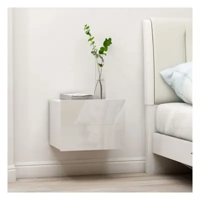 Bedside Cabinet High Gloss White 40x30x30 cm Chipboard