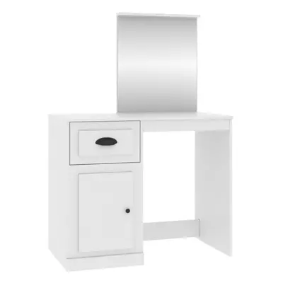 (white, with mirror) vidaXL Dressing Table Vanity Desk Cosmetic Table Makeup Desk Engineered Woo