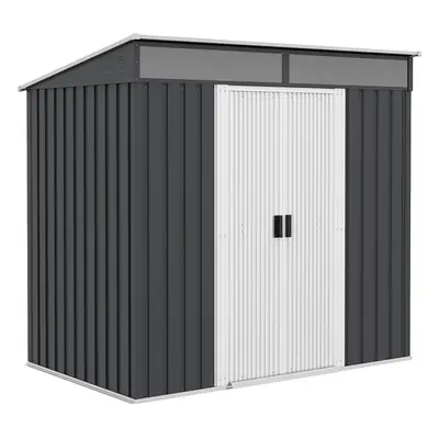 Outsunny 6.5x4FT Garden Shed Lockable Metal Tool Shed Grey