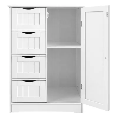 Bathroom Floor Storage Cabinet Storage Unit with Drawers Adjustable Shelf Door Free Standing Cup