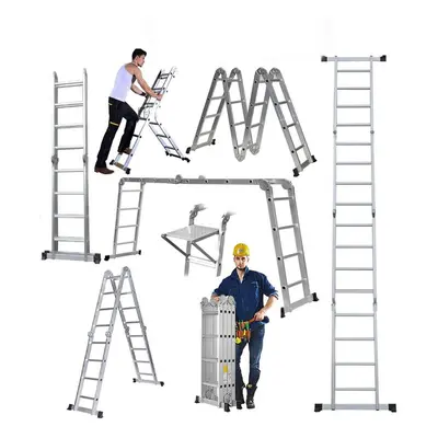 Multi-Purpose Ladder 4.7M Aluminium Folding Step Ladder in Combination w/ Platform Lightweight H