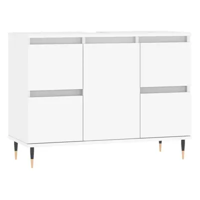 (white) vidaXL Bathroom Cabinet Vanity Unit Highboard Cupboard White Engineered Wood