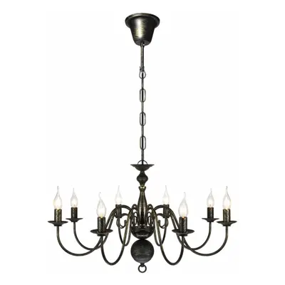 vidaXL Chandelier 8xE14 Bulbs Antique Black Metal Pendant Lamp Ceiling Light